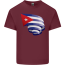 Curled Cuba Flag Cuban Day Football Mens Cotton T-Shirt Tee Top Maroon