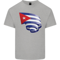 Curled Cuba Flag Cuban Day Football Mens Cotton T-Shirt Tee Top Sports Grey