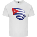 Curled Cuba Flag Cuban Day Football Mens Cotton T-Shirt Tee Top White