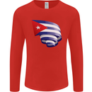 Curled Cuba Flag Cuban Day Football Mens Long Sleeve T-Shirt Red