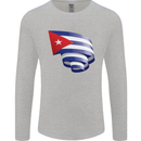 Curled Cuba Flag Cuban Day Football Mens Long Sleeve T-Shirt Sports Grey