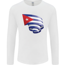 Curled Cuba Flag Cuban Day Football Mens Long Sleeve T-Shirt White