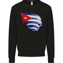 Curled Cuba Flag Cuban Day Football Mens Sweatshirt Jumper Black