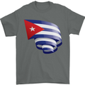 Curled Cuba Flag Cuban Day Football Mens T-Shirt 100% Cotton Charcoal