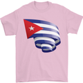 Curled Cuba Flag Cuban Day Football Mens T-Shirt 100% Cotton Light Pink