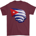Curled Cuba Flag Cuban Day Football Mens T-Shirt 100% Cotton Maroon