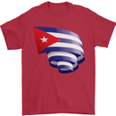 Curled Cuba Flag Cuban Day Football Mens T-Shirt 100% Cotton Red