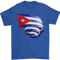 Curled Cuba Flag Cuban Day Football Mens T-Shirt 100% Cotton Royal Blue