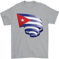 Curled Cuba Flag Cuban Day Football Mens T-Shirt 100% Cotton Sports Grey