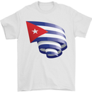 Curled Cuba Flag Cuban Day Football Mens T-Shirt 100% Cotton White