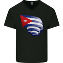 Curled Cuba Flag Cuban Day Football Mens V-Neck Cotton T-Shirt Black
