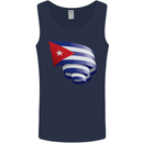 Curled Cuba Flag Cuban Day Football Mens Vest Tank Top Navy Blue
