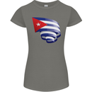 Curled Cuba Flag Cuban Day Football Womens Petite Cut T-Shirt Charcoal