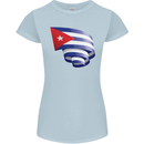 Curled Cuba Flag Cuban Day Football Womens Petite Cut T-Shirt Light Blue