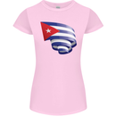 Curled Cuba Flag Cuban Day Football Womens Petite Cut T-Shirt Light Pink