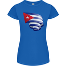 Curled Cuba Flag Cuban Day Football Womens Petite Cut T-Shirt Royal Blue