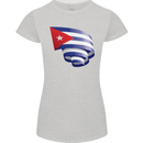 Curled Cuba Flag Cuban Day Football Womens Petite Cut T-Shirt Sports Grey