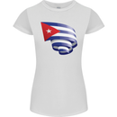 Curled Cuba Flag Cuban Day Football Womens Petite Cut T-Shirt White