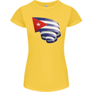 Curled Cuba Flag Cuban Day Football Womens Petite Cut T-Shirt Yellow