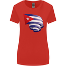 Curled Cuba Flag Cuban Day Football Womens Wider Cut T-Shirt Red