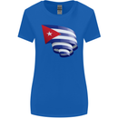 Curled Cuba Flag Cuban Day Football Womens Wider Cut T-Shirt Royal Blue
