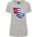 Curled Cuba Flag Cuban Day Football Womens Wider Cut T-Shirt Sports Grey
