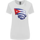 Curled Cuba Flag Cuban Day Football Womens Wider Cut T-Shirt White