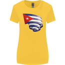 Curled Cuba Flag Cuban Day Football Womens Wider Cut T-Shirt Yellow