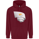 Curled Cyprus Flag Cypriot Day Football Childrens Kids Hoodie Maroon