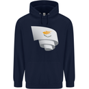 Curled Cyprus Flag Cypriot Day Football Childrens Kids Hoodie Navy Blue