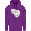 Curled Cyprus Flag Cypriot Day Football Childrens Kids Hoodie Purple