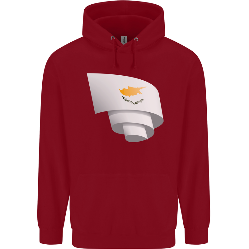 Curled Cyprus Flag Cypriot Day Football Childrens Kids Hoodie Red