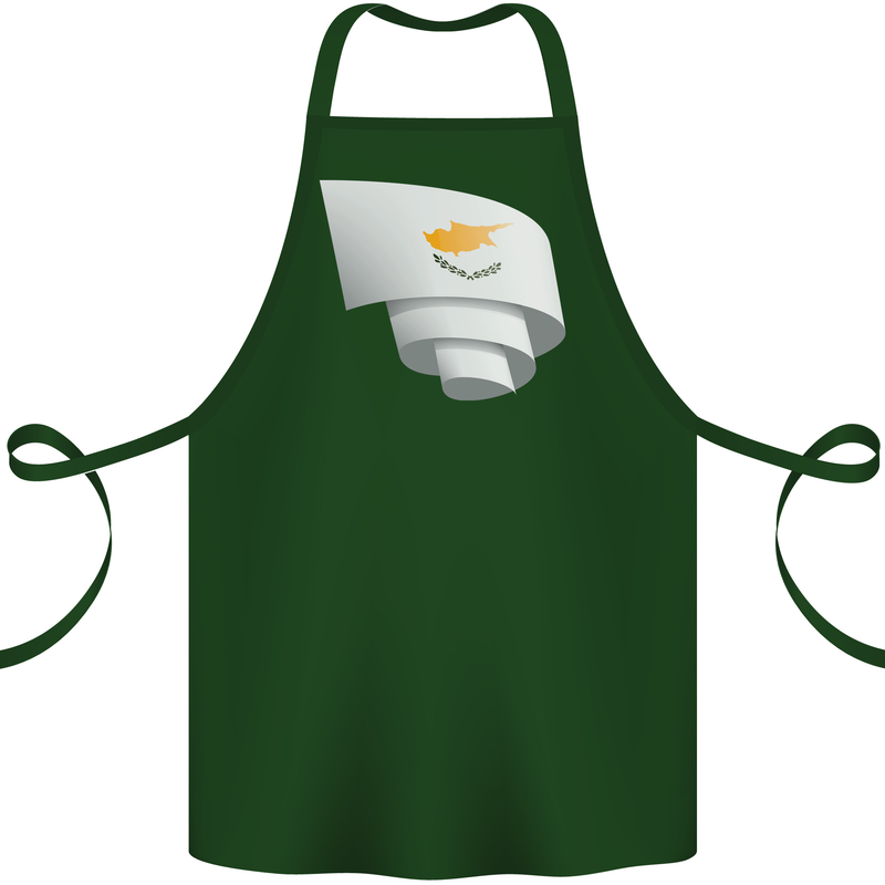 Curled Cyprus Flag Cypriot Day Football Cotton Apron 100% Organic Forest Green