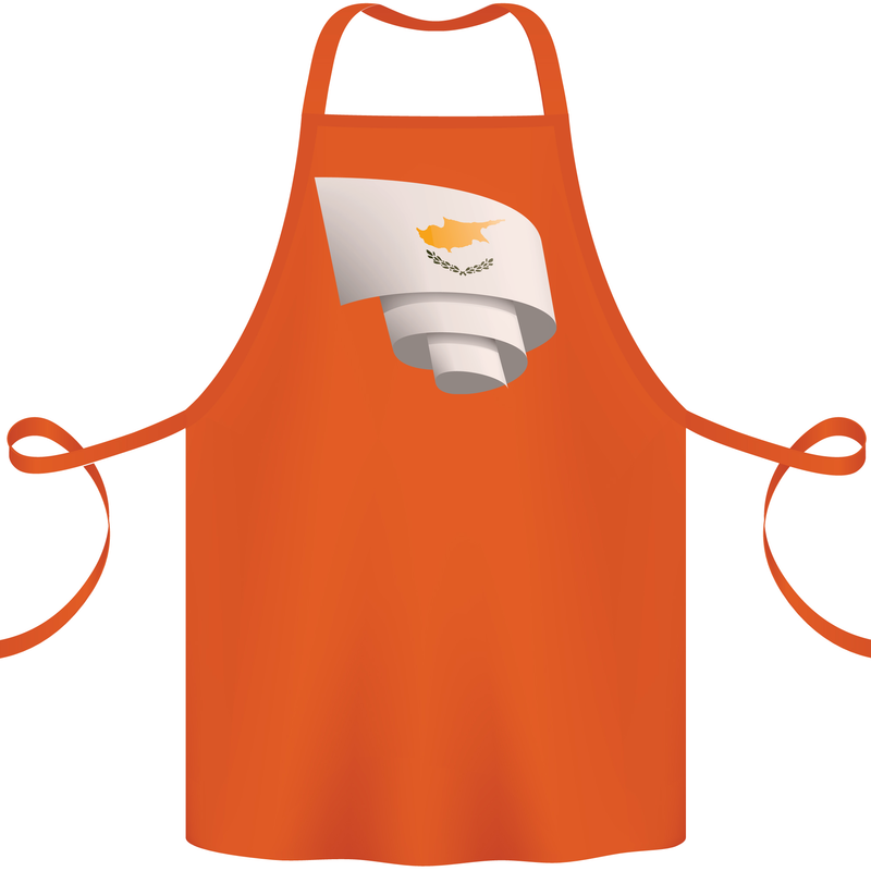 Curled Cyprus Flag Cypriot Day Football Cotton Apron 100% Organic Orange