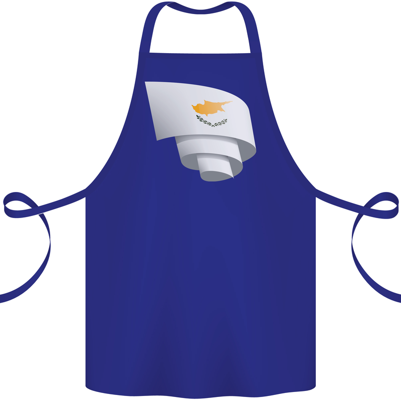 Curled Cyprus Flag Cypriot Day Football Cotton Apron 100% Organic Royal Blue