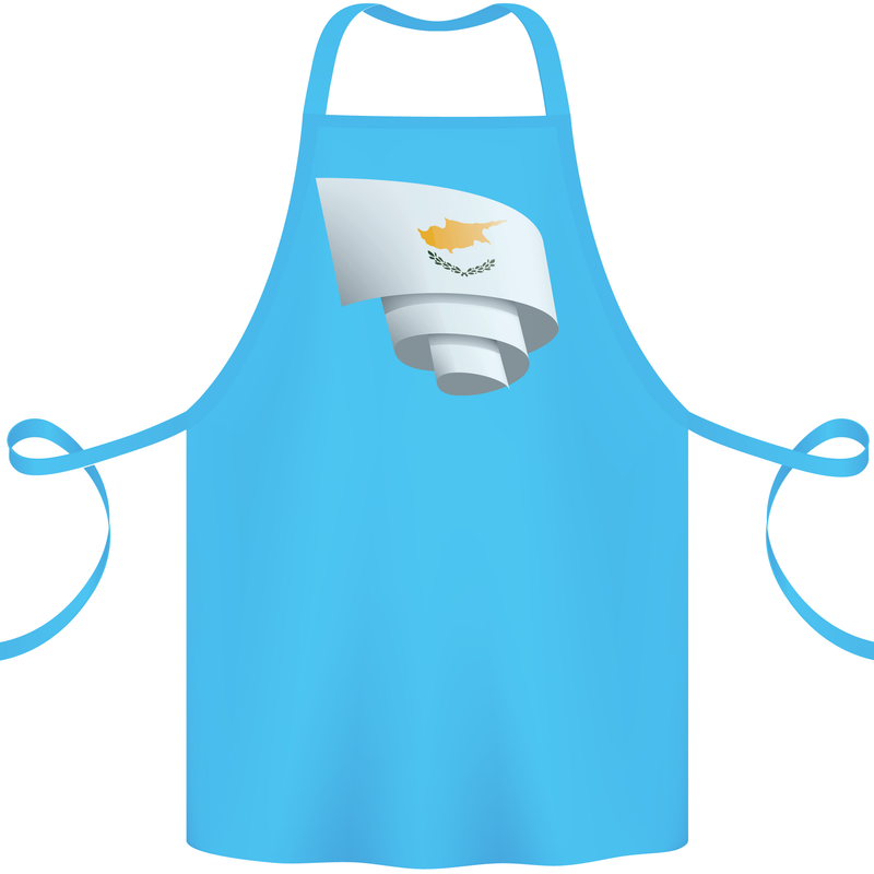 Curled Cyprus Flag Cypriot Day Football Cotton Apron 100% Organic Turquoise