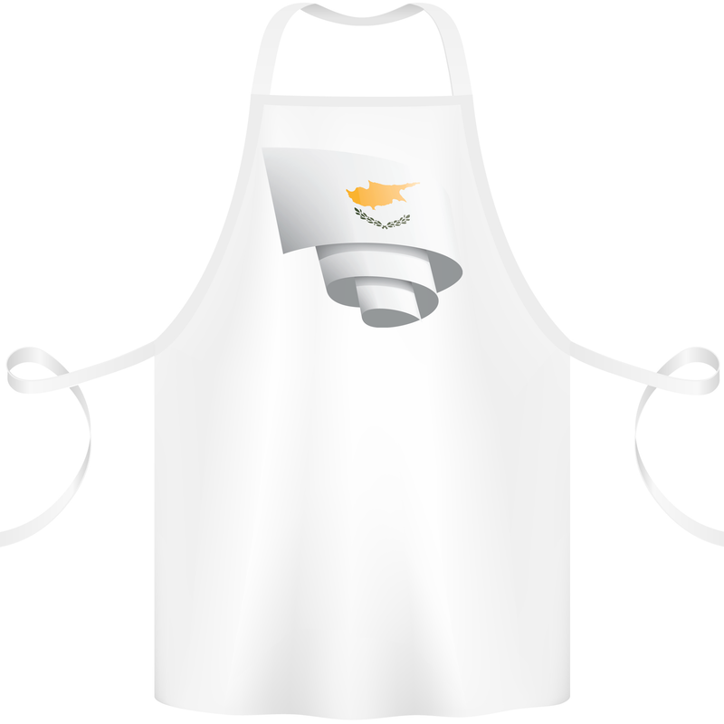 Curled Cyprus Flag Cypriot Day Football Cotton Apron 100% Organic White