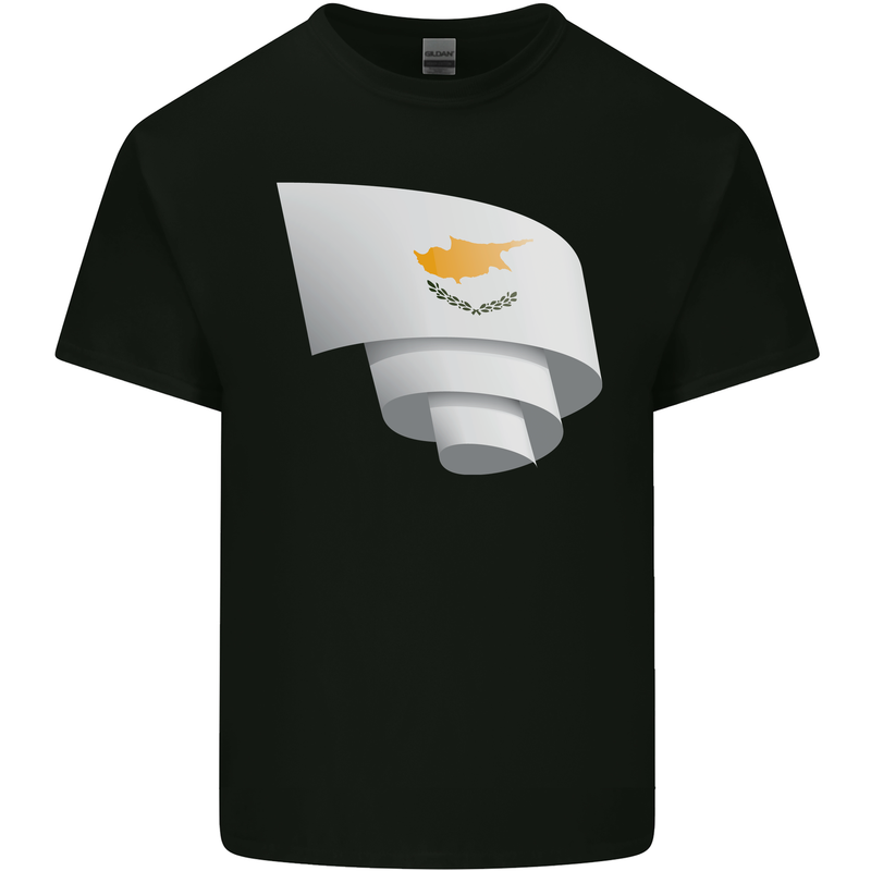 Curled Cyprus Flag Cypriot Day Football Kids T-Shirt Childrens Black