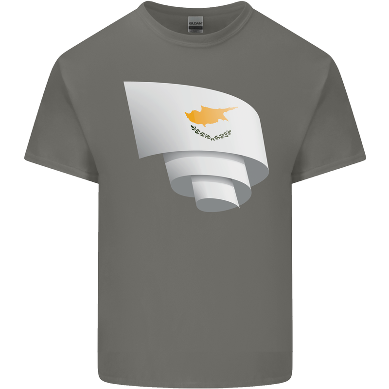 Curled Cyprus Flag Cypriot Day Football Kids T-Shirt Childrens Charcoal