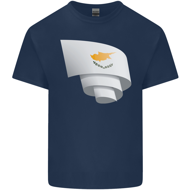 Curled Cyprus Flag Cypriot Day Football Kids T-Shirt Childrens Navy Blue