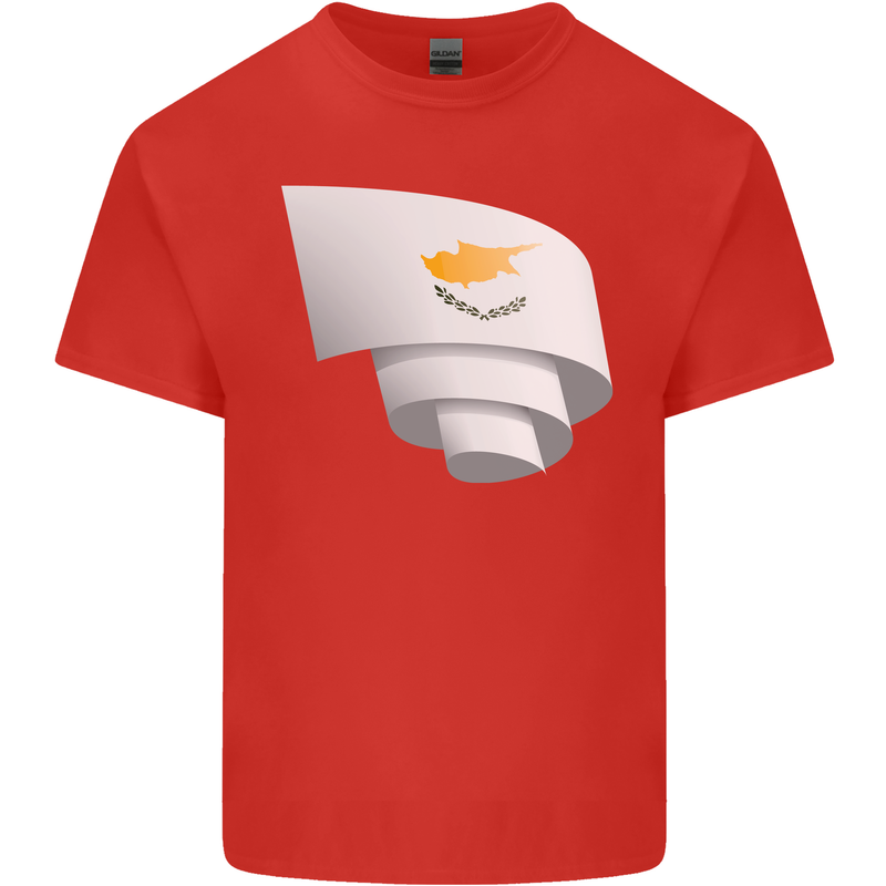 Curled Cyprus Flag Cypriot Day Football Kids T-Shirt Childrens Red