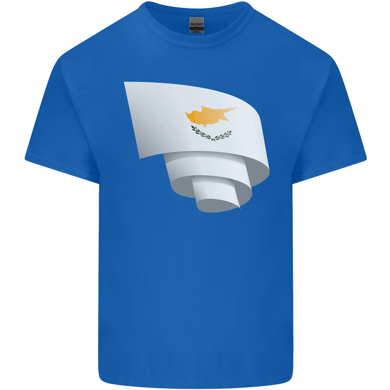 Curled Cyprus Flag Cypriot Day Football Kids T-Shirt Childrens Royal Blue