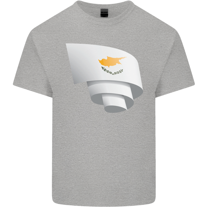 Curled Cyprus Flag Cypriot Day Football Kids T-Shirt Childrens Sports Grey