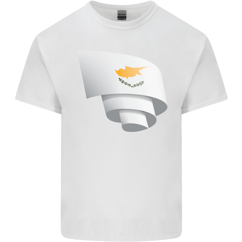 Curled Cyprus Flag Cypriot Day Football Kids T-Shirt Childrens White