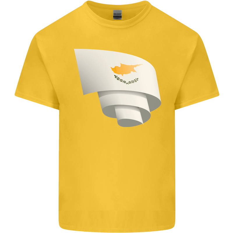 Curled Cyprus Flag Cypriot Day Football Kids T-Shirt Childrens Yellow
