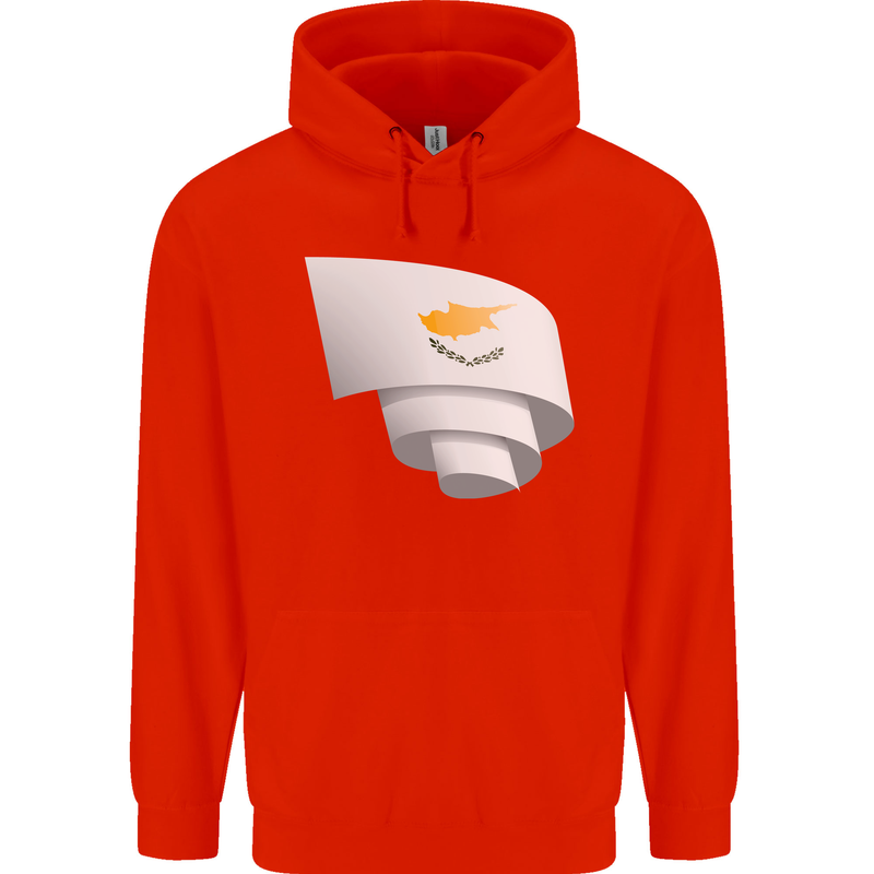 Curled Cyprus Flag Cypriot Day Football Mens 80% Cotton Hoodie Bright Red