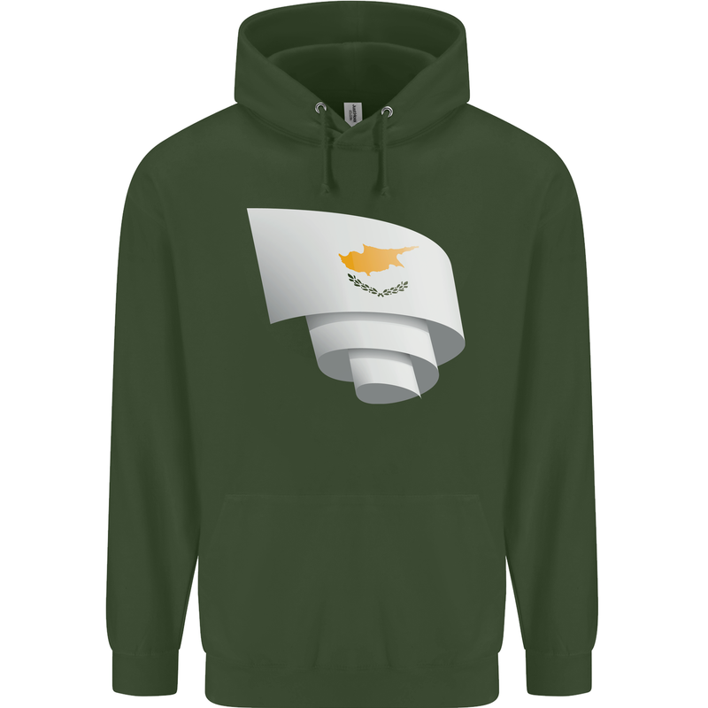 Curled Cyprus Flag Cypriot Day Football Mens 80% Cotton Hoodie Forest Green