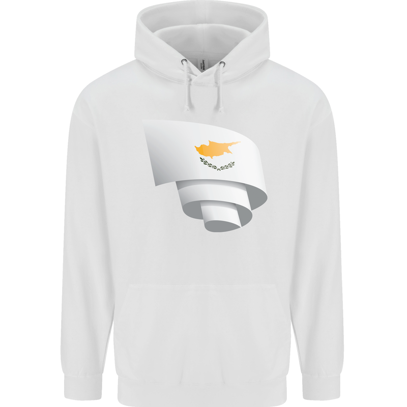 Curled Cyprus Flag Cypriot Day Football Mens 80% Cotton Hoodie White