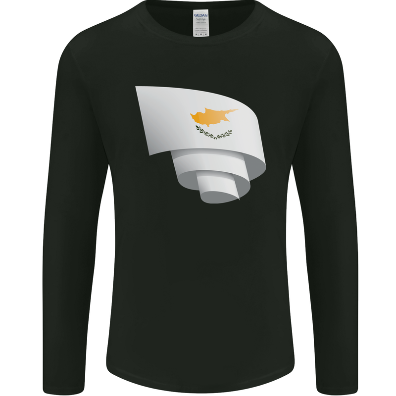Curled Cyprus Flag Cypriot Day Football Mens Long Sleeve T-Shirt Black