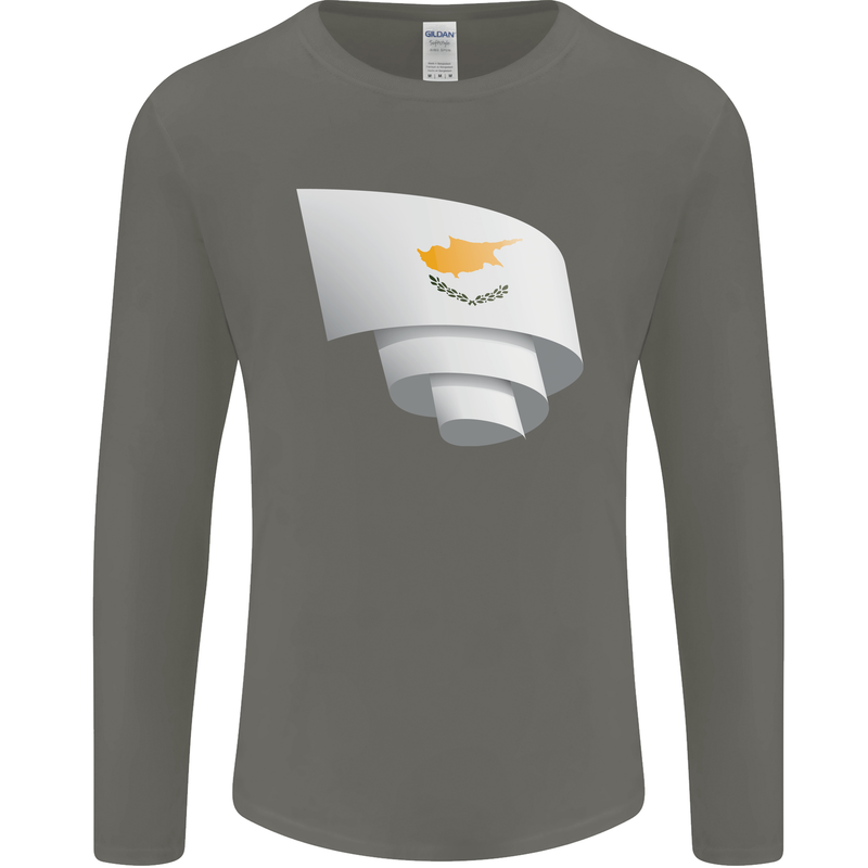 Curled Cyprus Flag Cypriot Day Football Mens Long Sleeve T-Shirt Charcoal